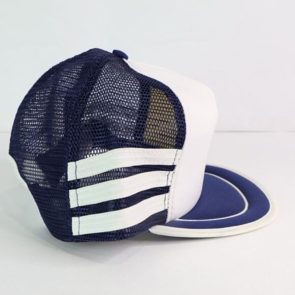 Vintage Jim's Web Tavern Hat Men's Dubuque IA 3 Stripe Mesh Trucker Cap Snapback - Picture 4 of 7